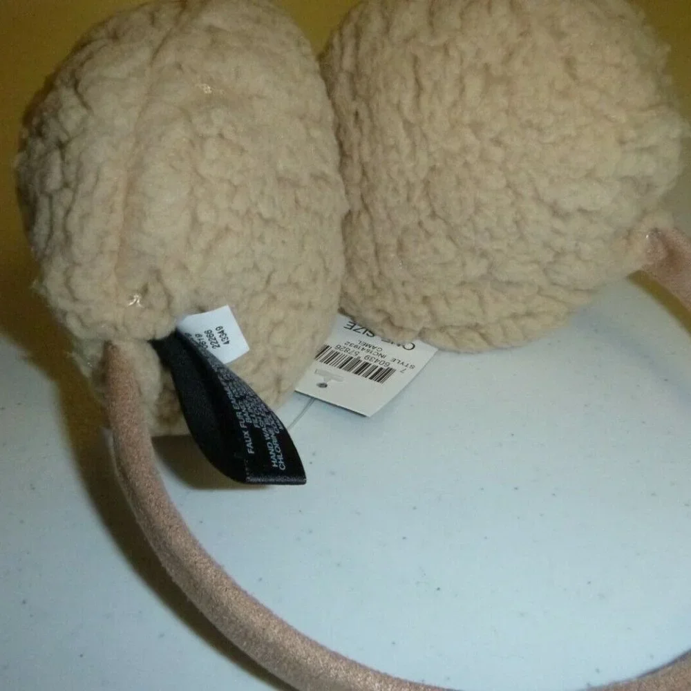 INC International Concepts TEDDY soft faux-fur Ear Warmer earmuff puff Camel -OS - Picture 3 of 3